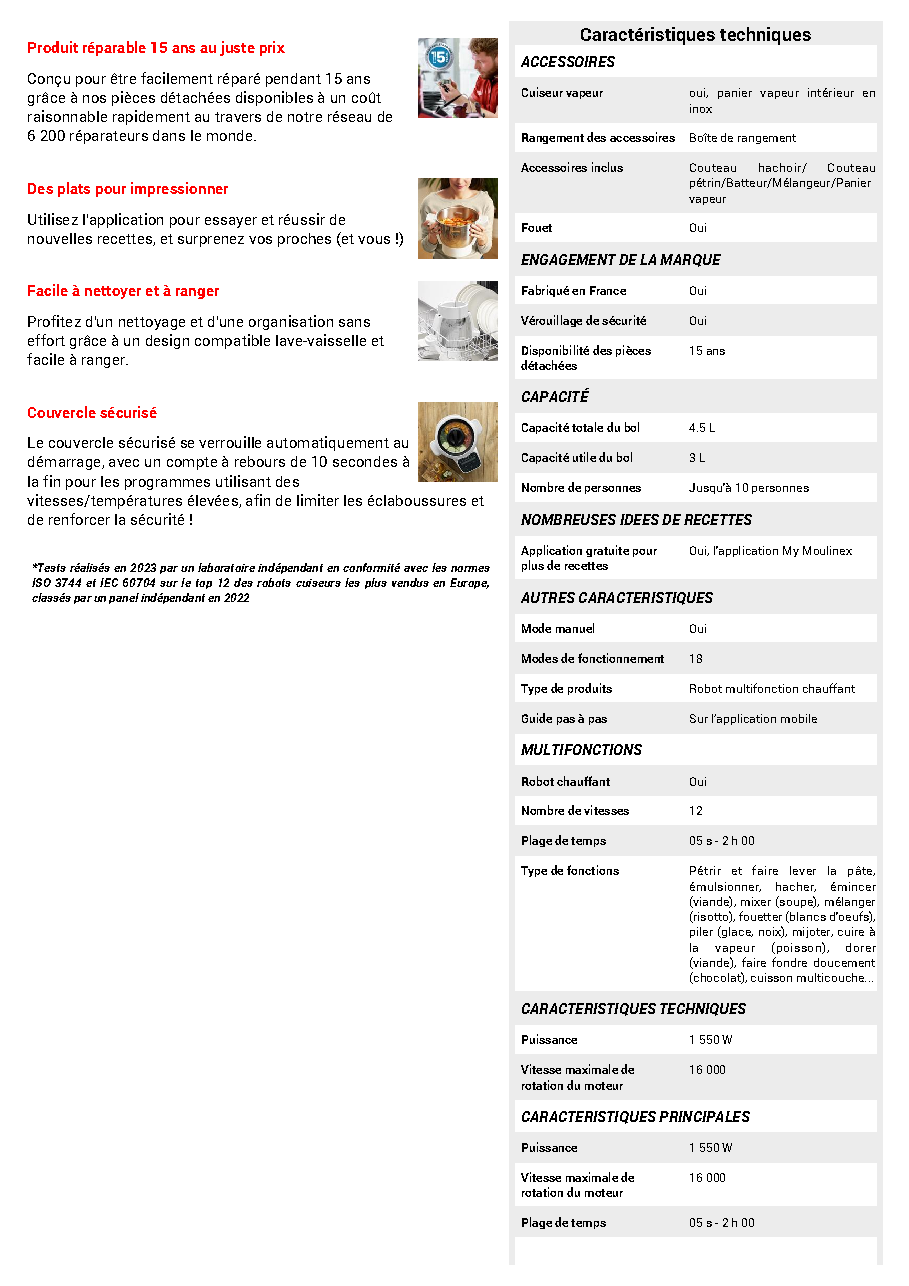Fiche technique fournisseur
