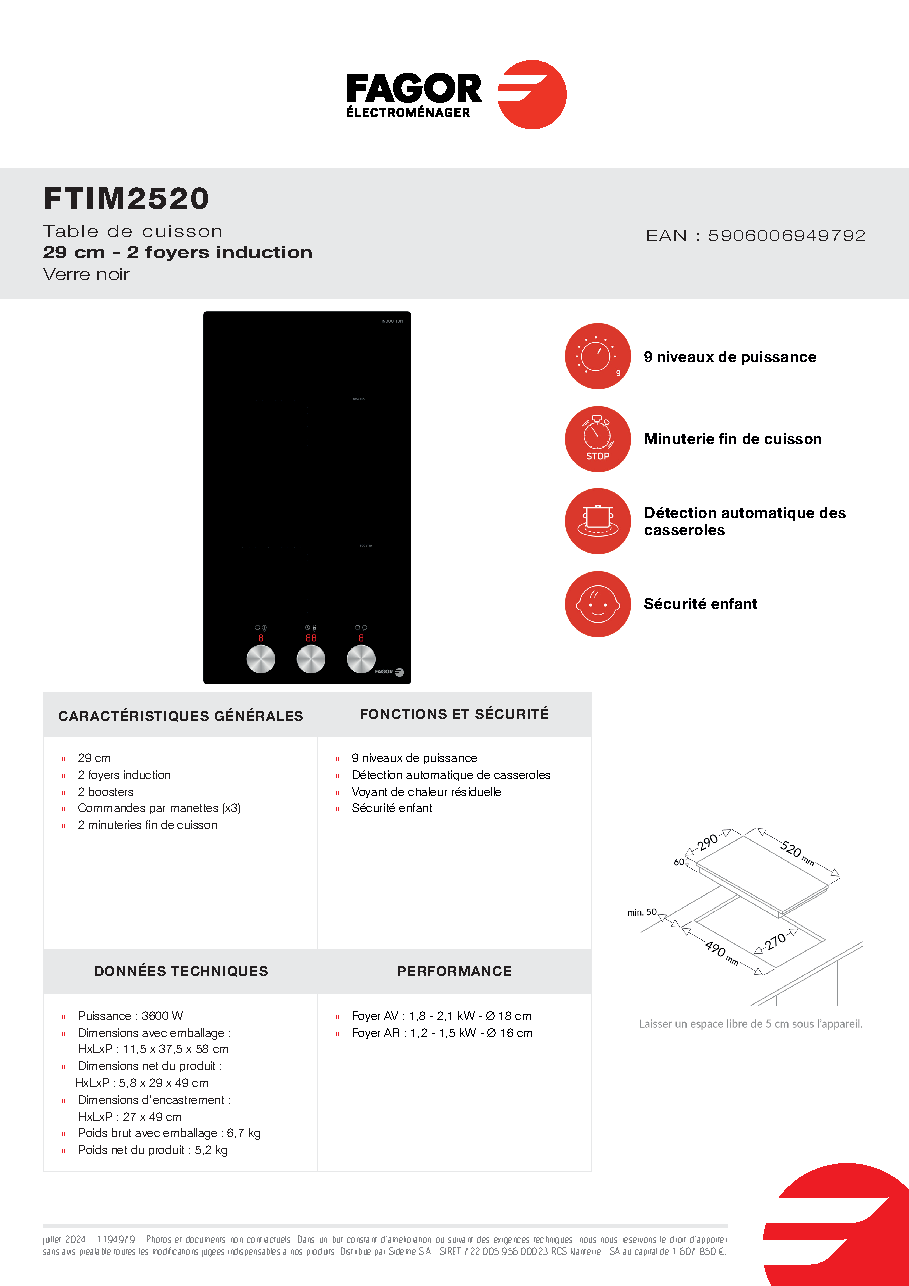 Fiche technique fournisseur