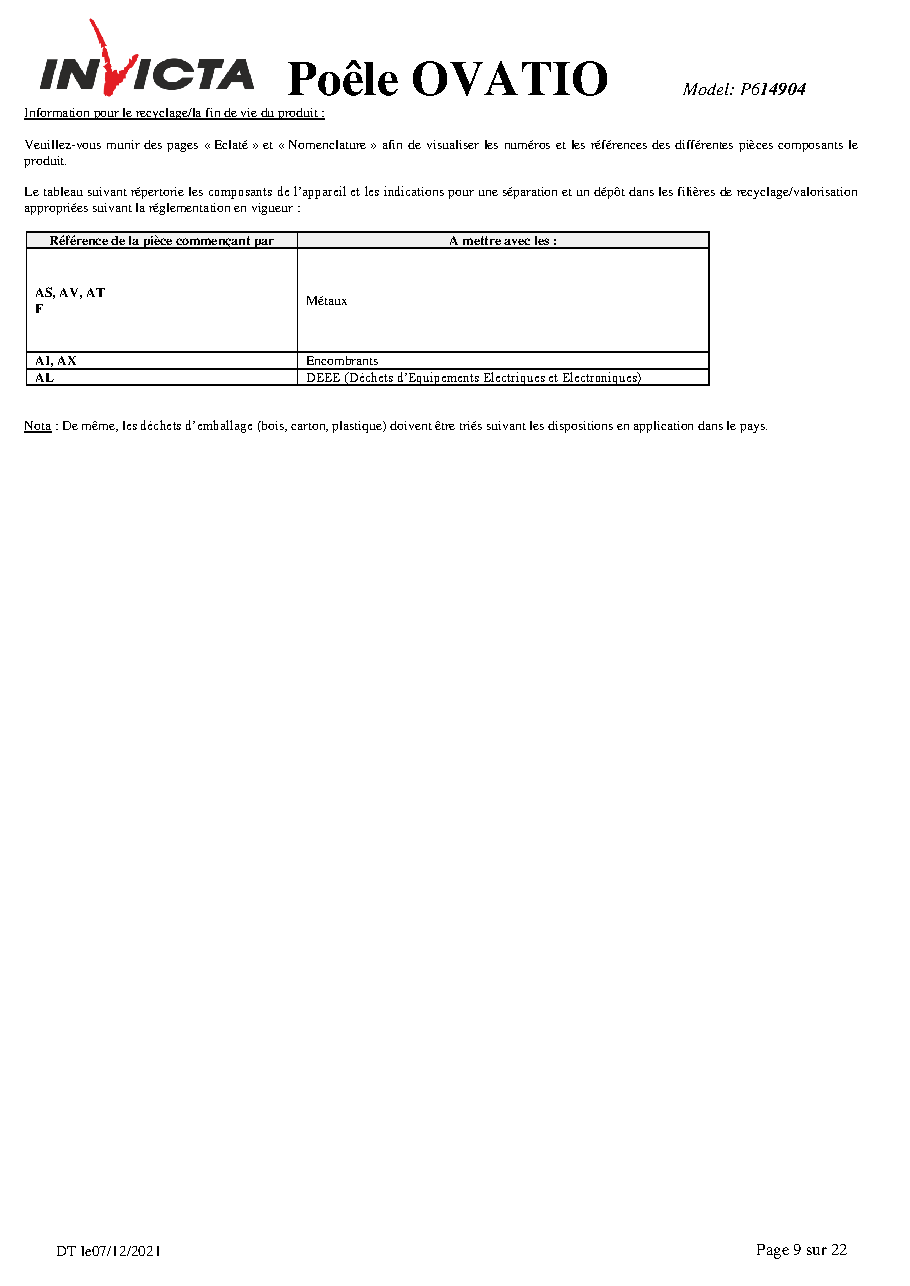 Fiche technique fournisseur