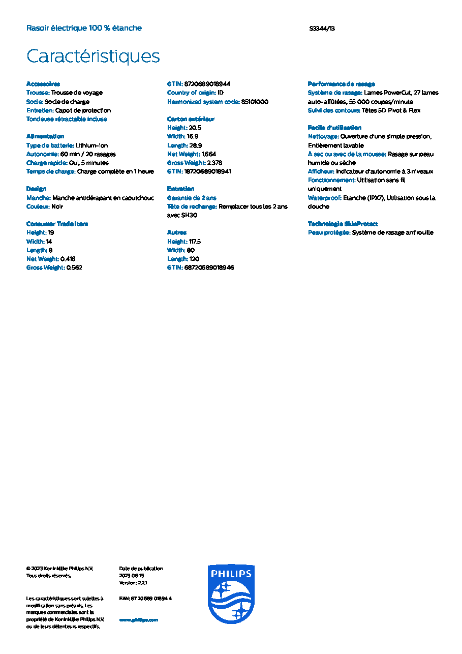 Fiche technique fournisseur