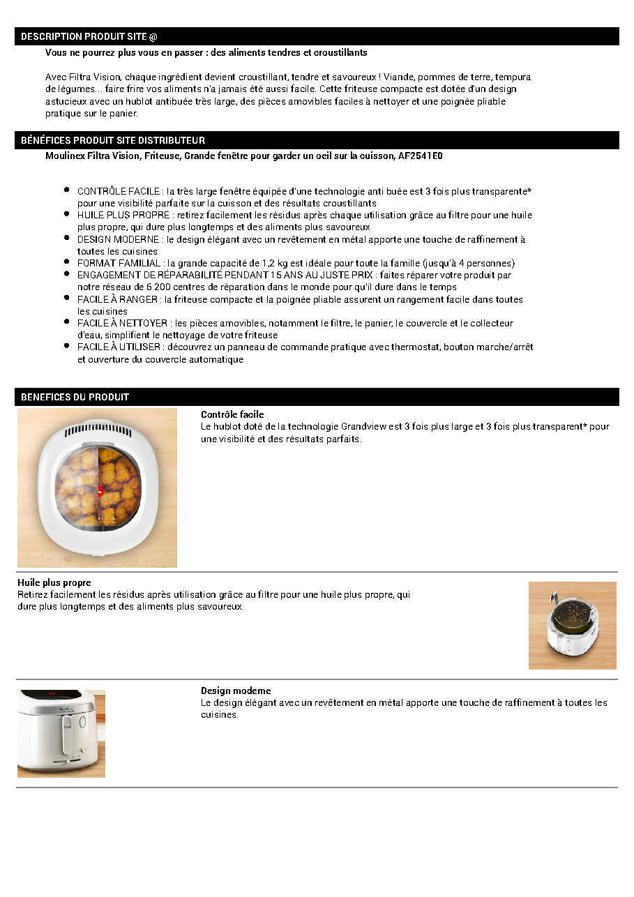 Fiche technique fournisseur