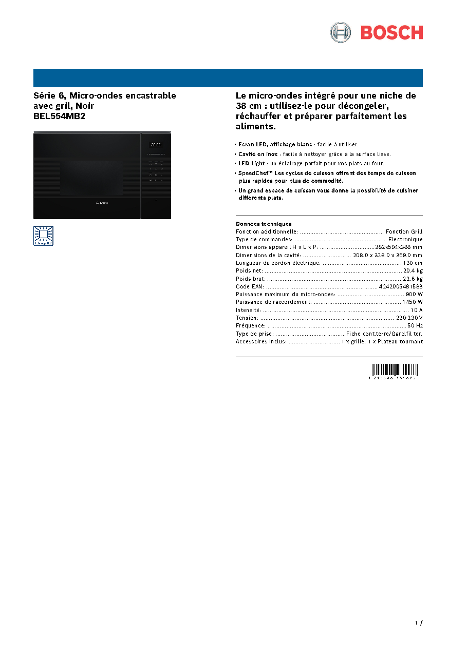 Fiche technique fournisseur
