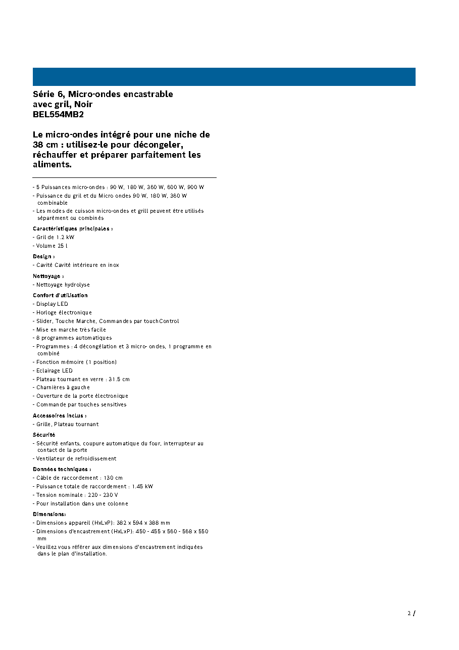 Fiche technique fournisseur