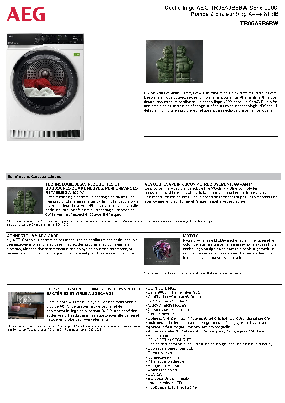 Fiche technique fournisseur
