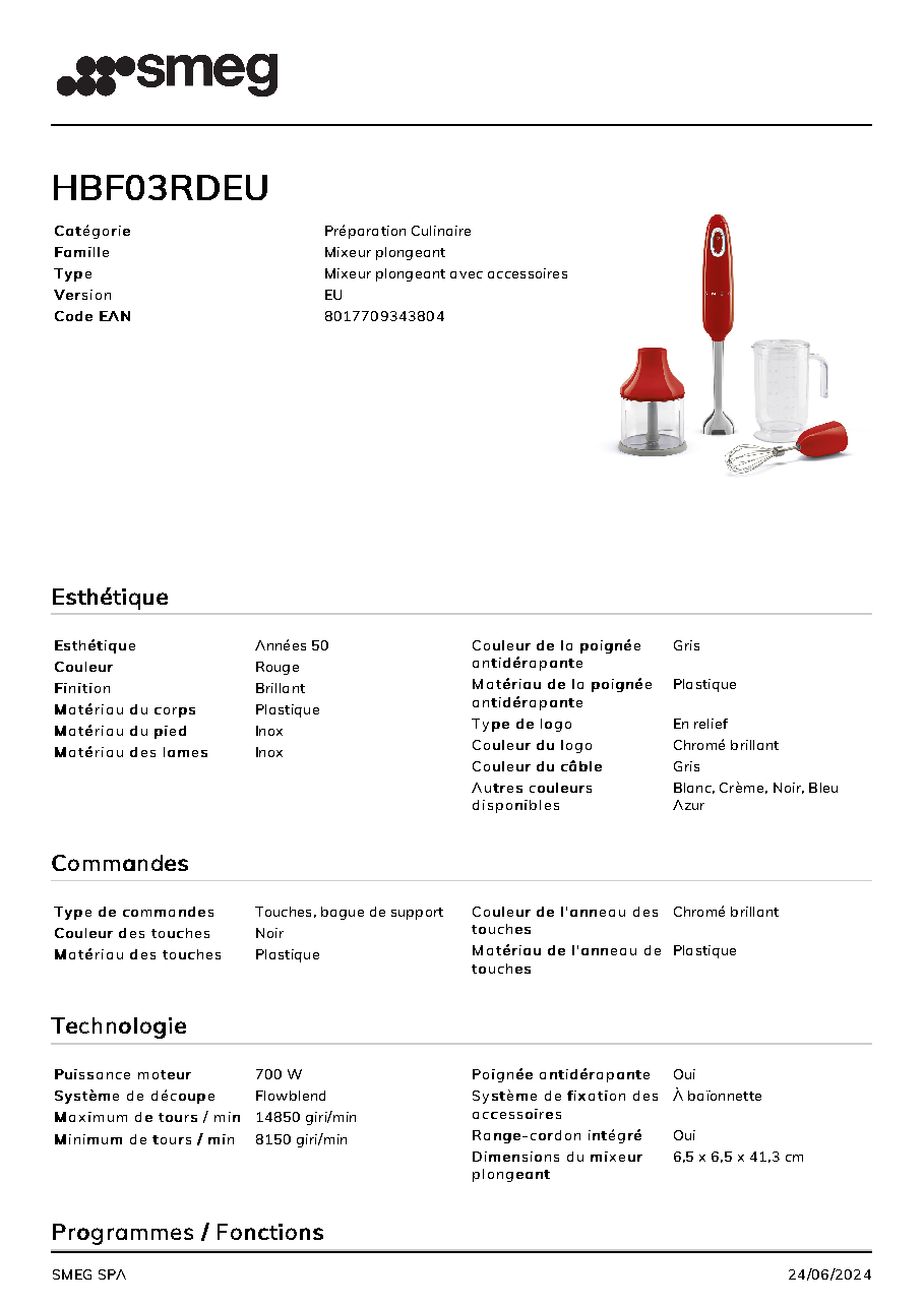 Fiche technique fournisseur