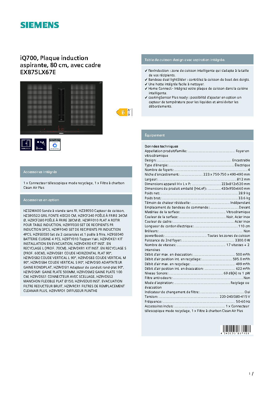 Fiche technique fournisseur