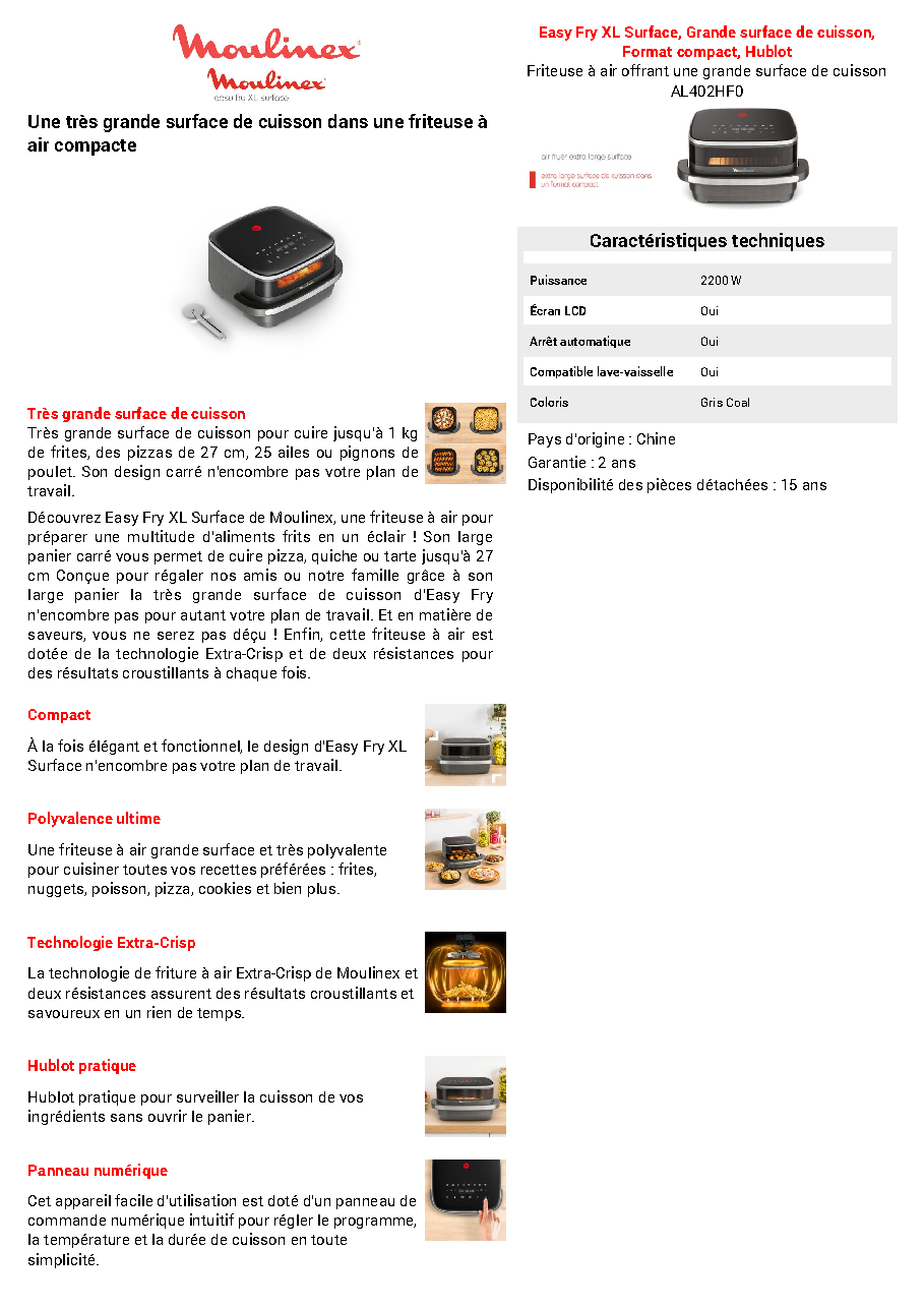 Fiche technique fournisseur