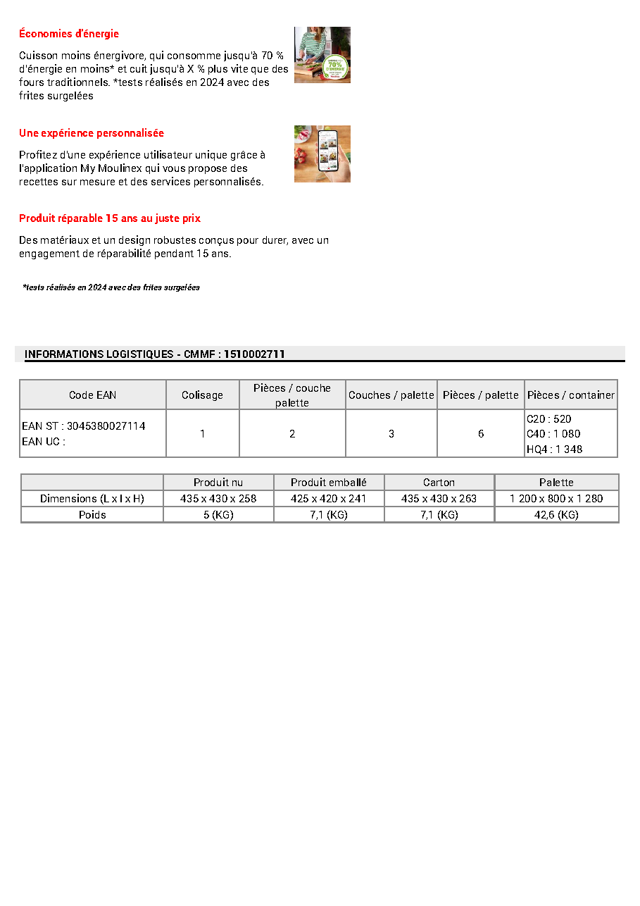 Fiche technique fournisseur