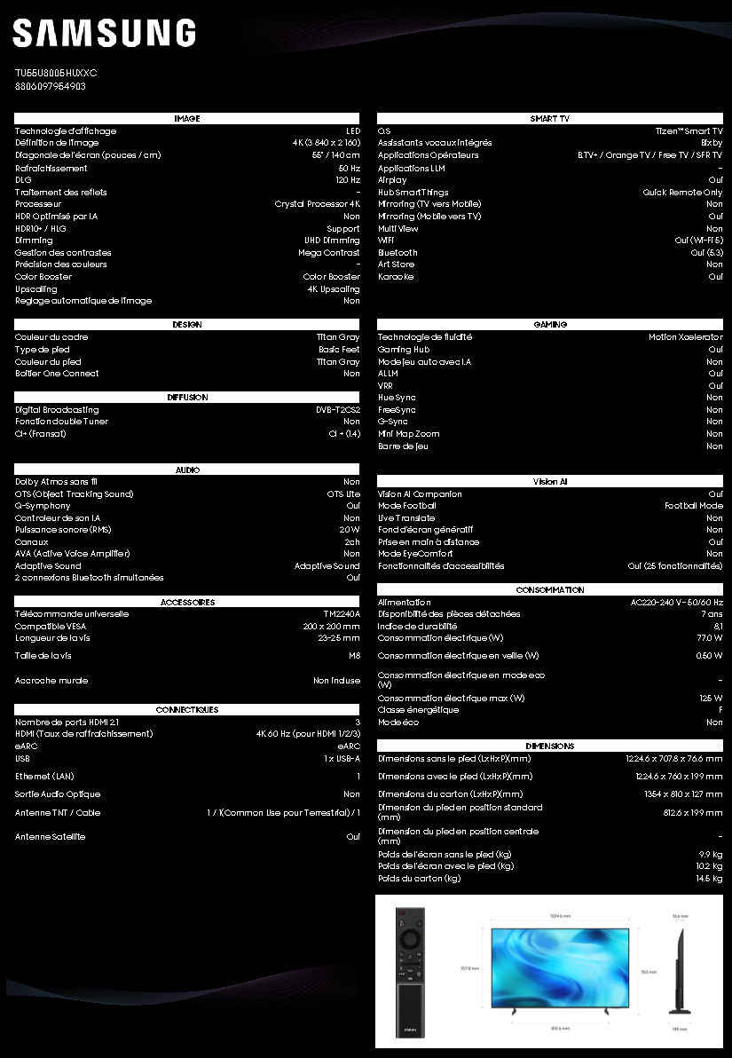 Fiche technique fournisseur