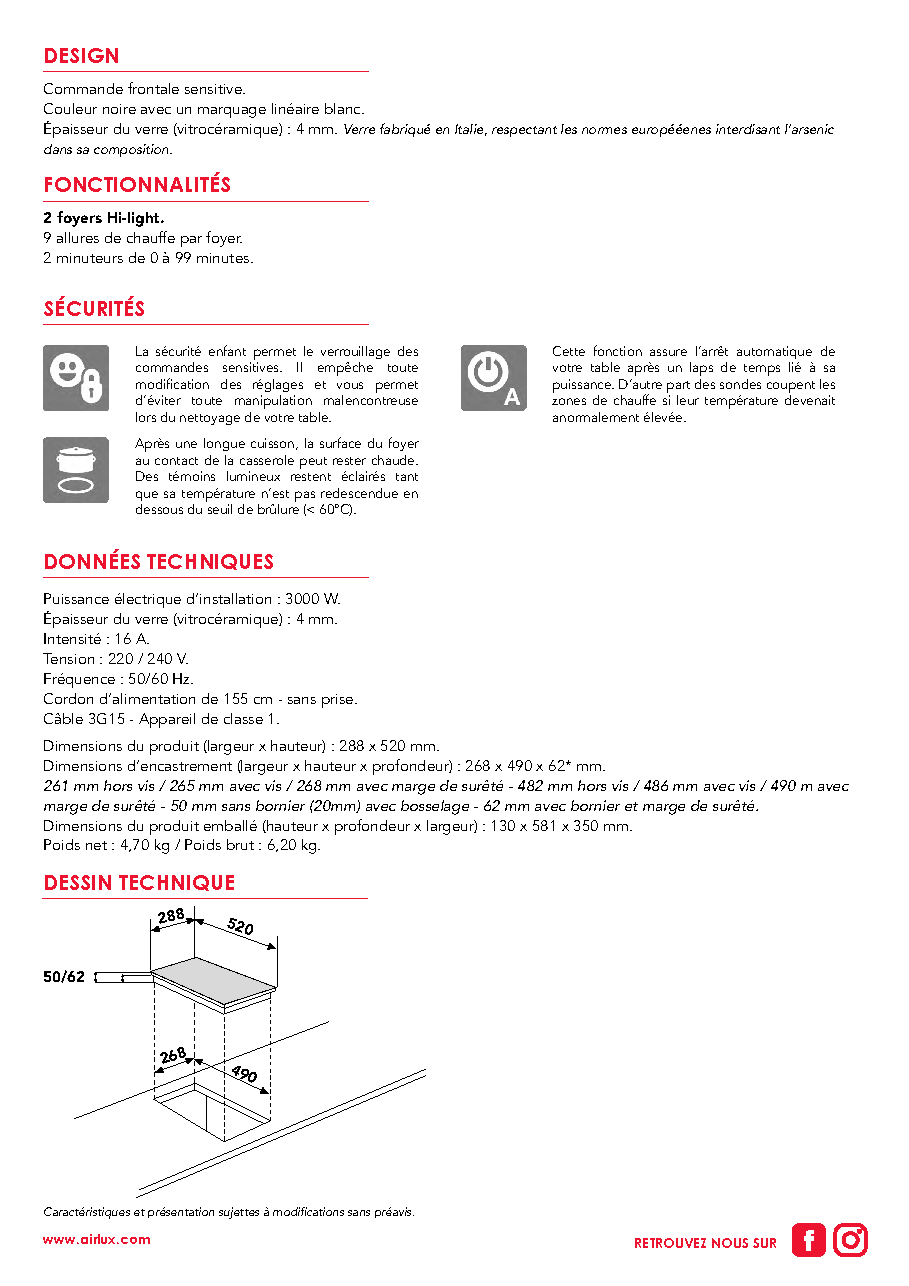 Fiche technique fournisseur