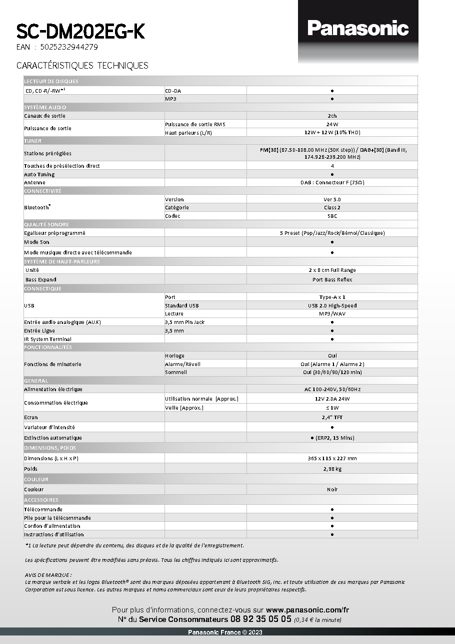 Fiche technique fournisseur