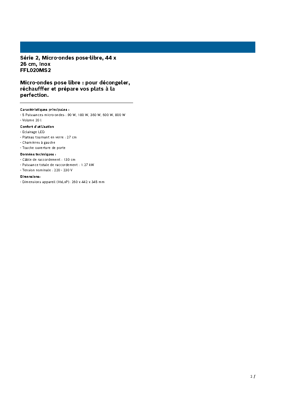 Fiche technique fournisseur