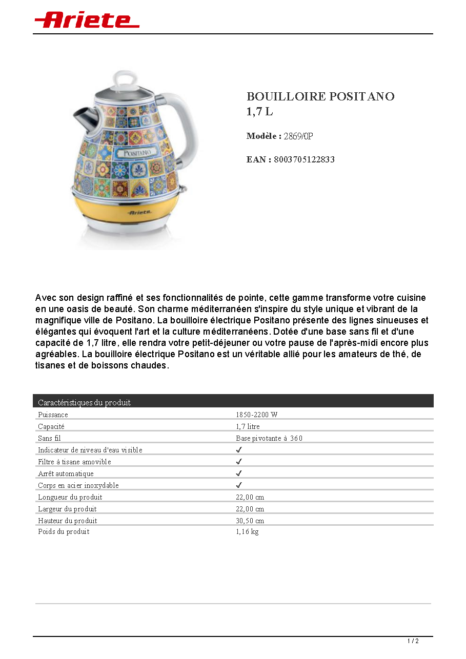 Fiche technique fournisseur