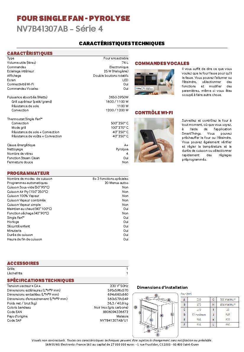 Fiche technique fournisseur