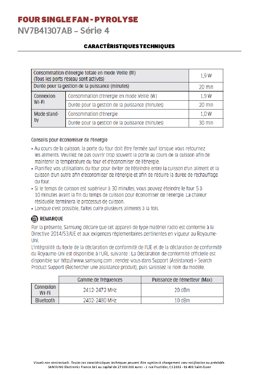 Fiche technique fournisseur
