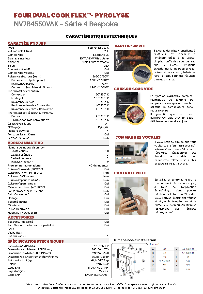 Fiche technique fournisseur