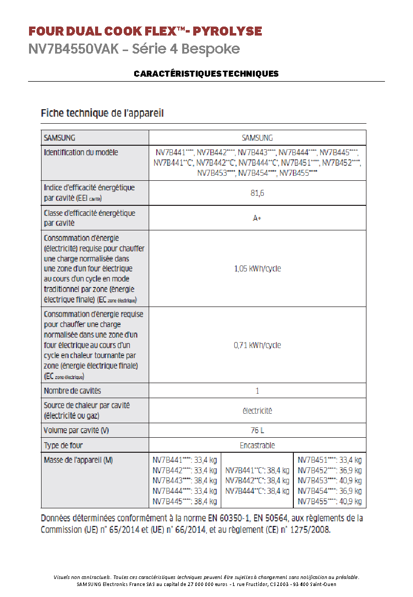 Fiche technique fournisseur