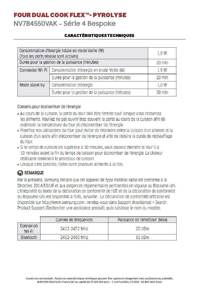 Fiche technique fournisseur