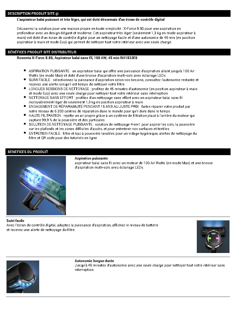 Fiche technique fournisseur