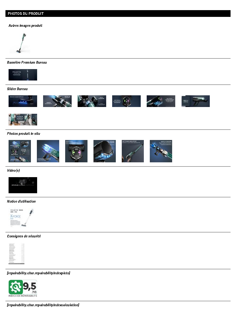 Fiche technique fournisseur