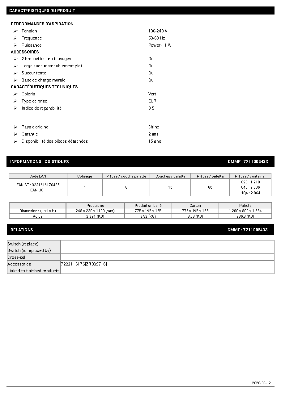 Fiche technique fournisseur