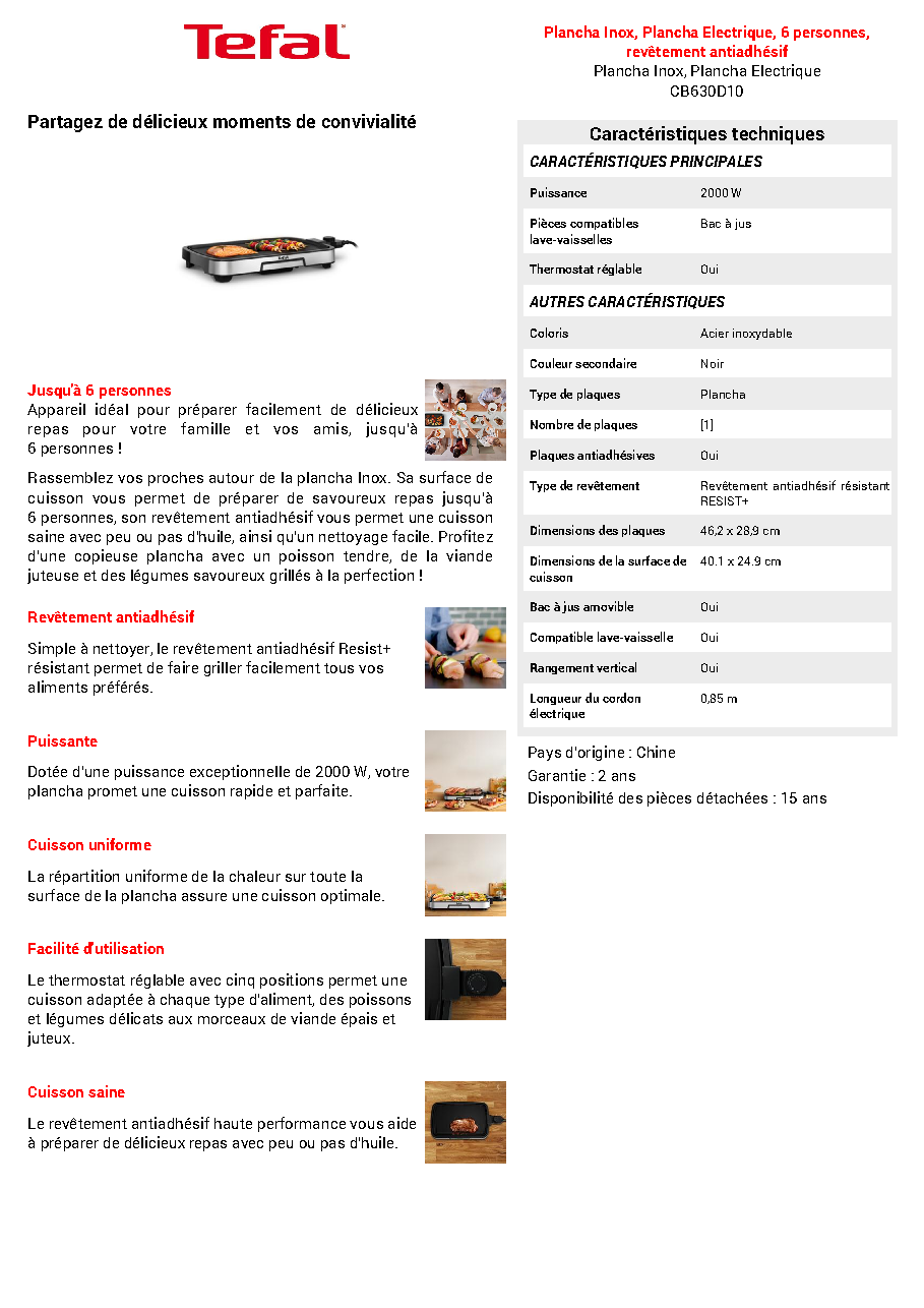 Fiche technique fournisseur