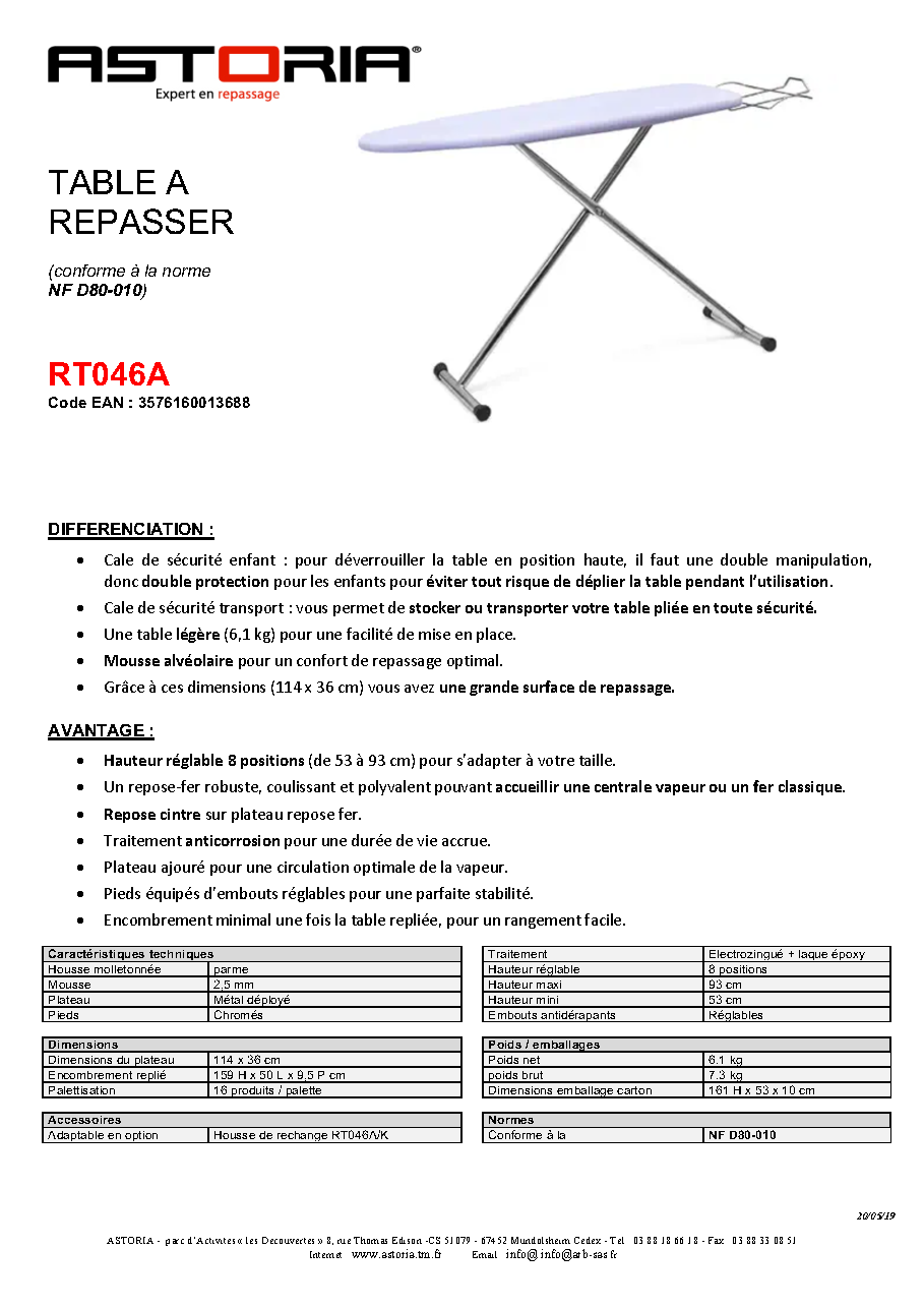 Fiche technique fournisseur