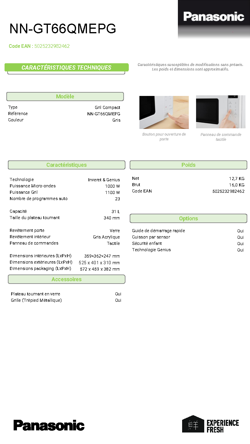 Fiche technique fournisseur