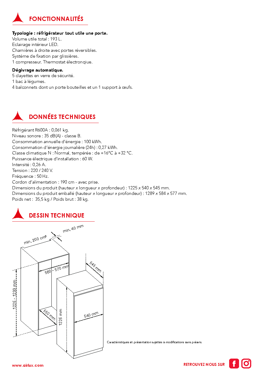 Fiche technique fournisseur