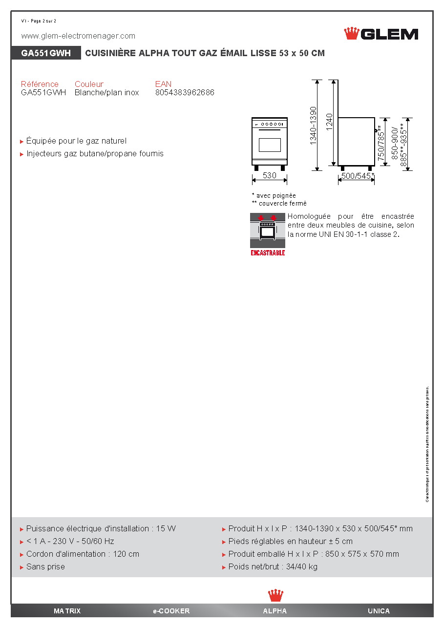 Fiche technique fournisseur