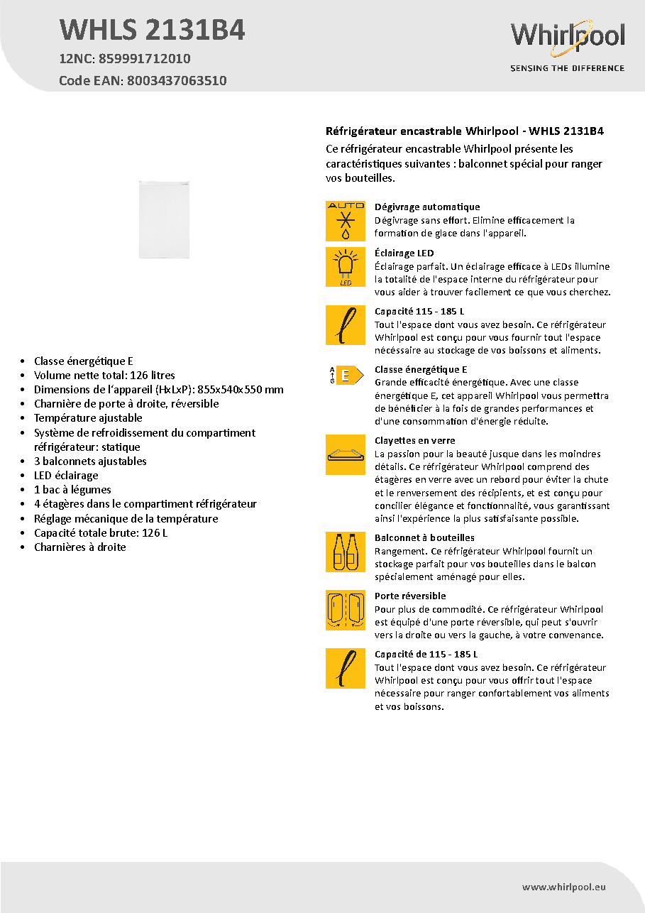 Fiche technique fournisseur