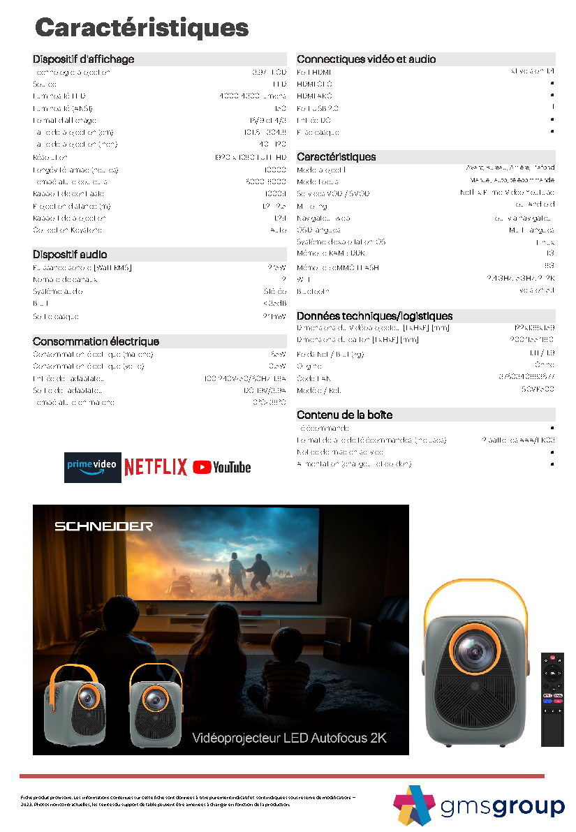 Fiche technique fournisseur