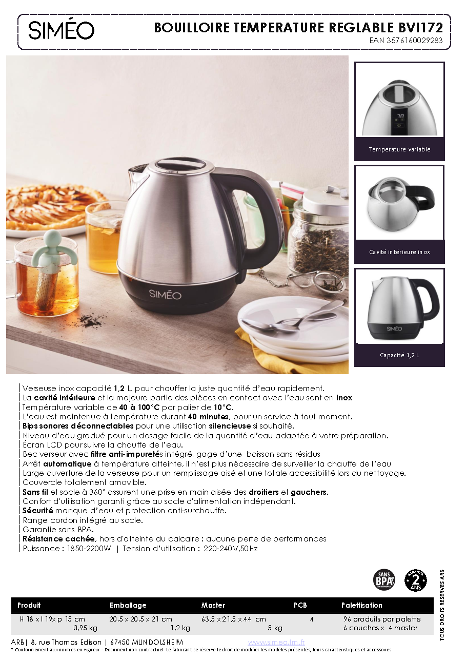 Fiche technique fournisseur