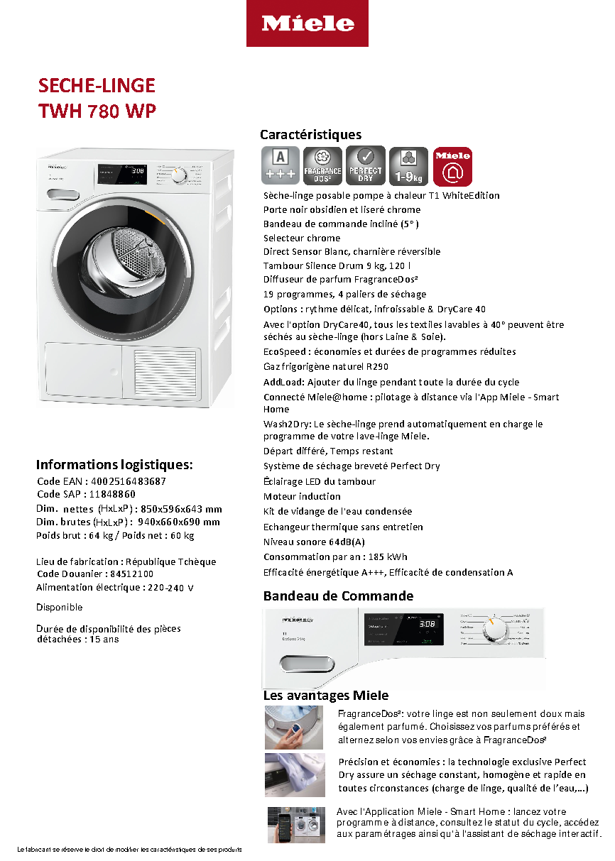 Fiche technique fournisseur