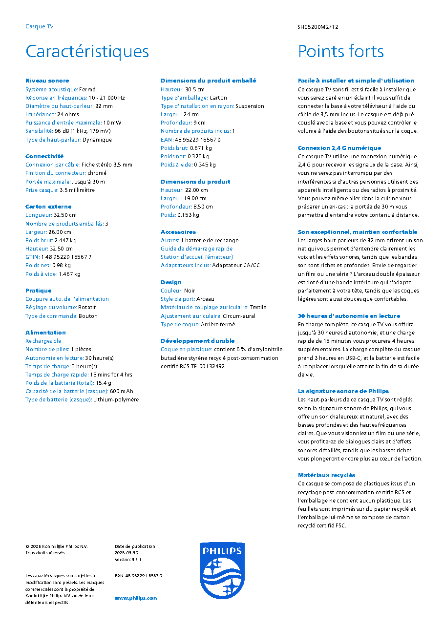 Fiche technique fournisseur