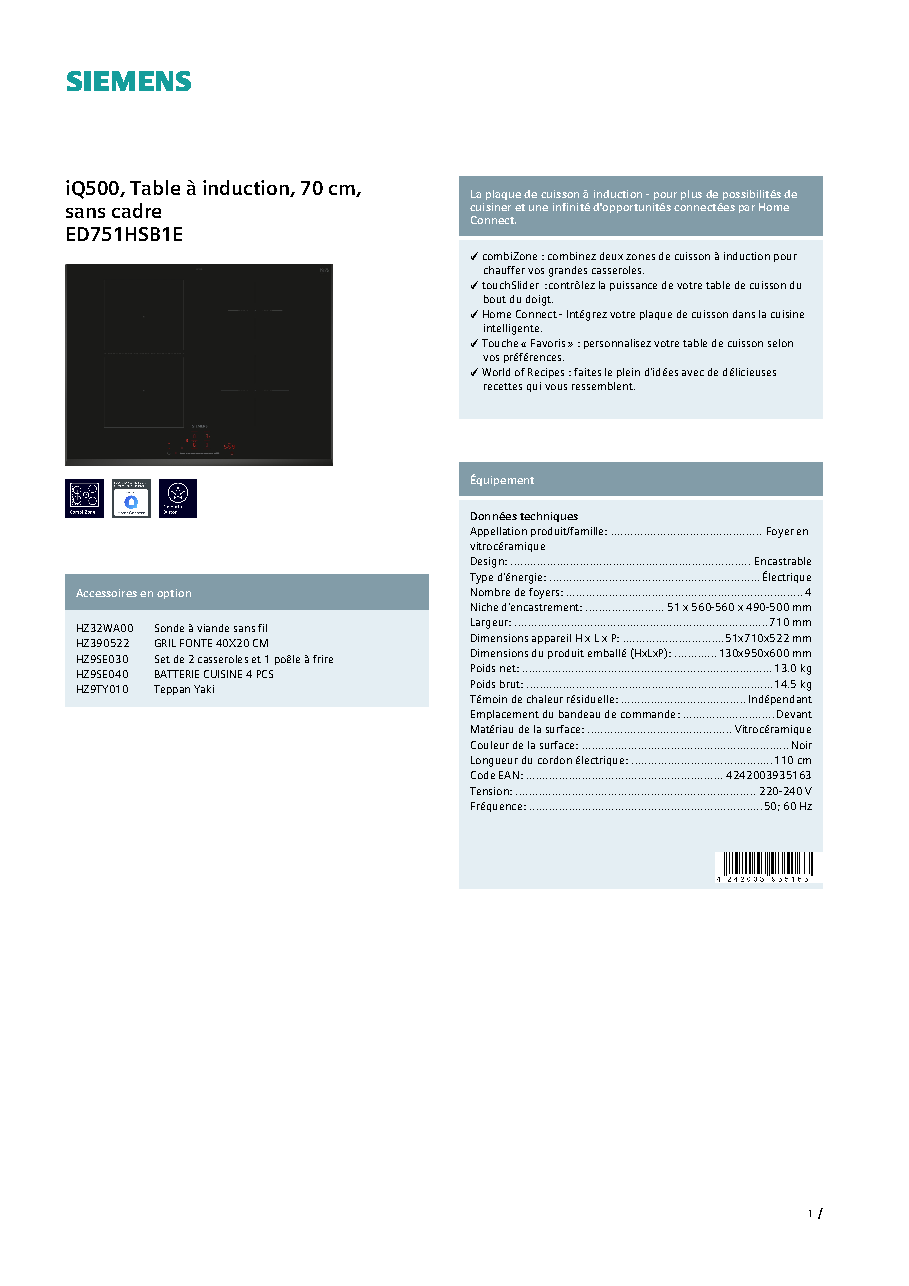 Fiche technique fournisseur