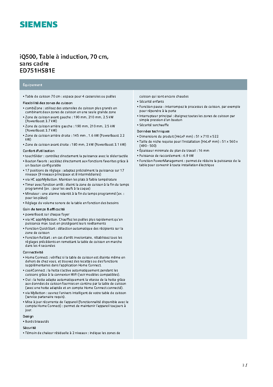 Fiche technique fournisseur