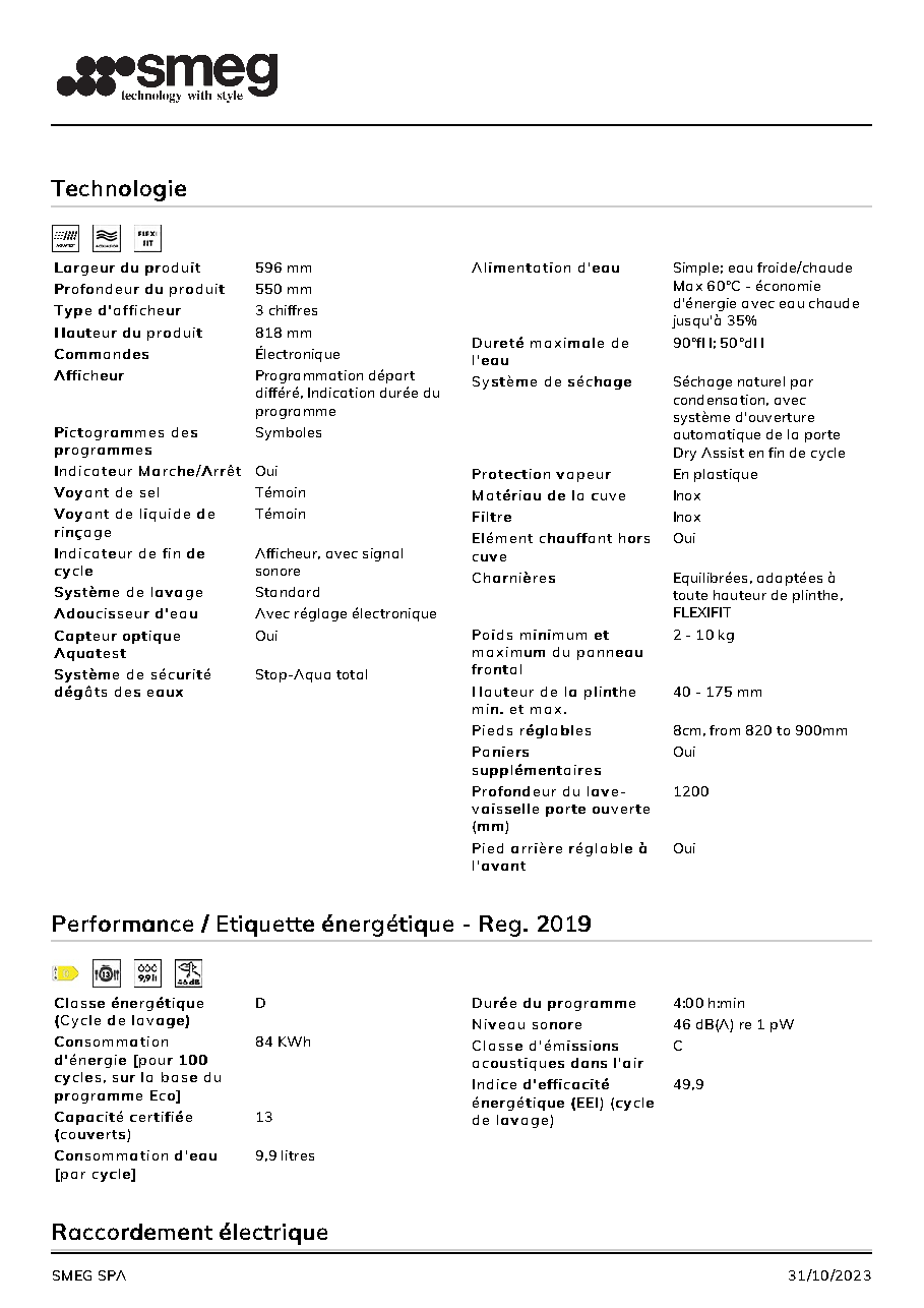 Fiche technique fournisseur