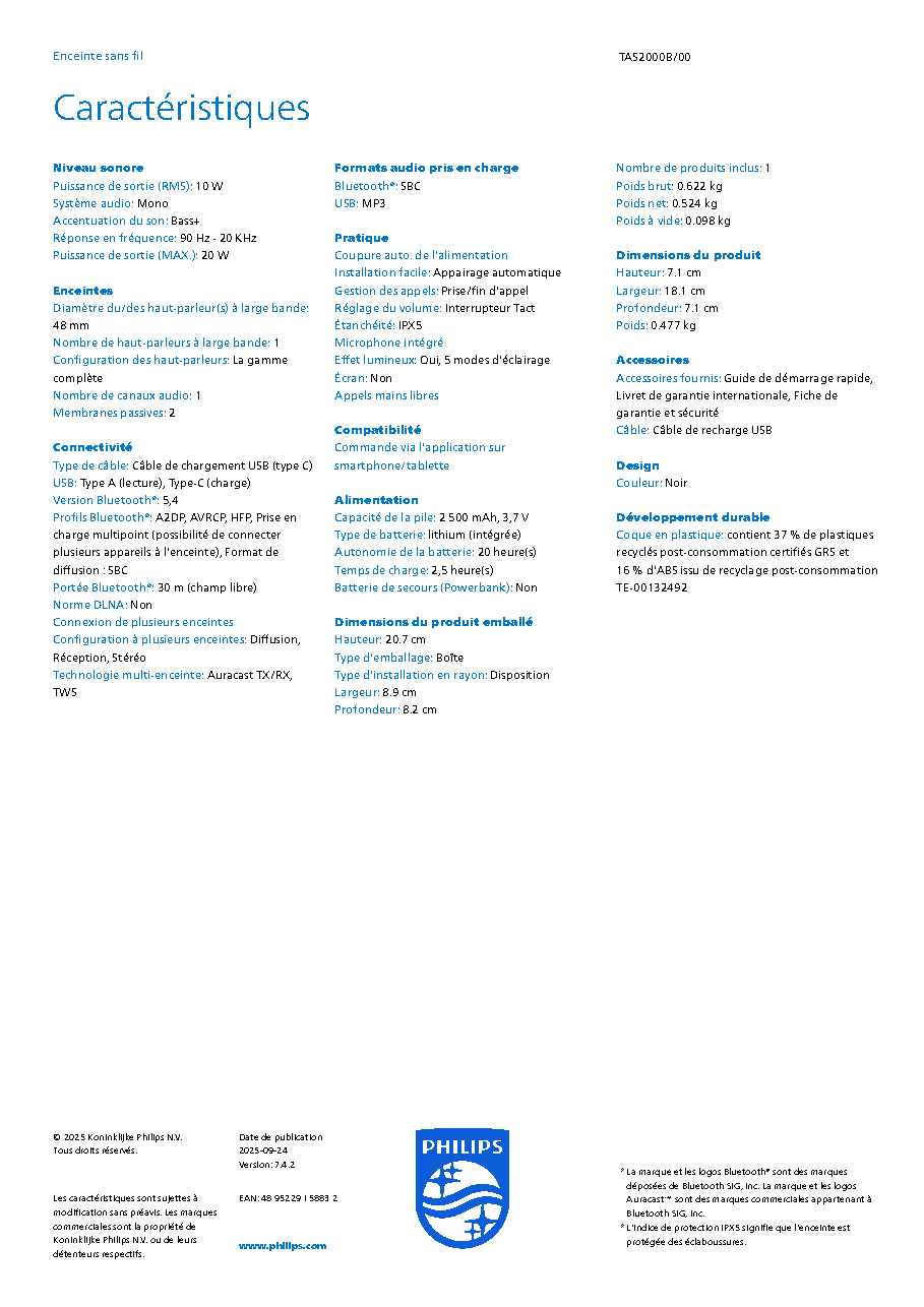 Fiche technique fournisseur