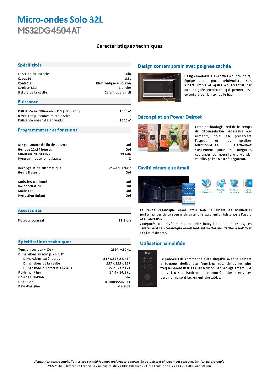 Fiche technique fournisseur
