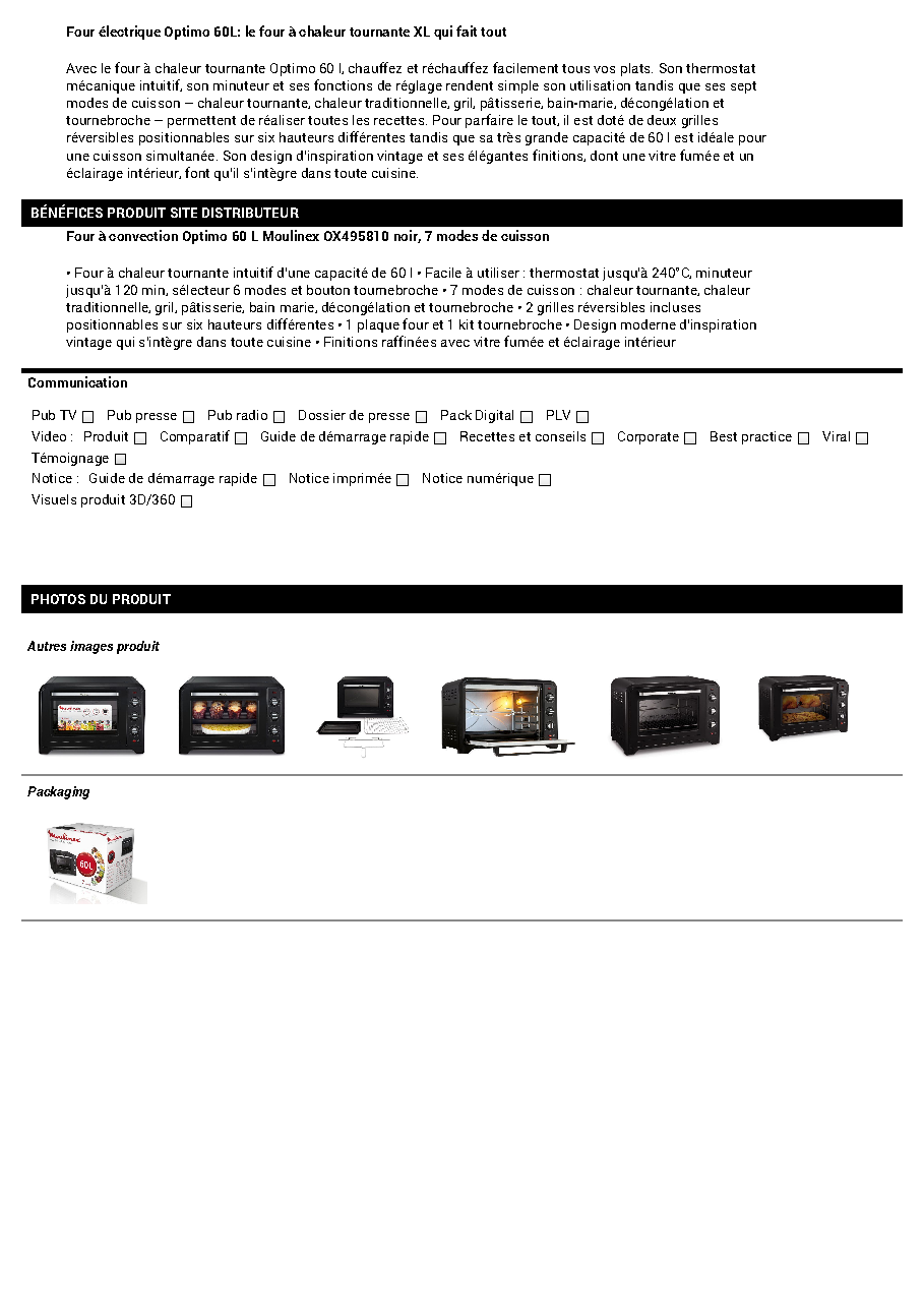 Fiche technique fournisseur