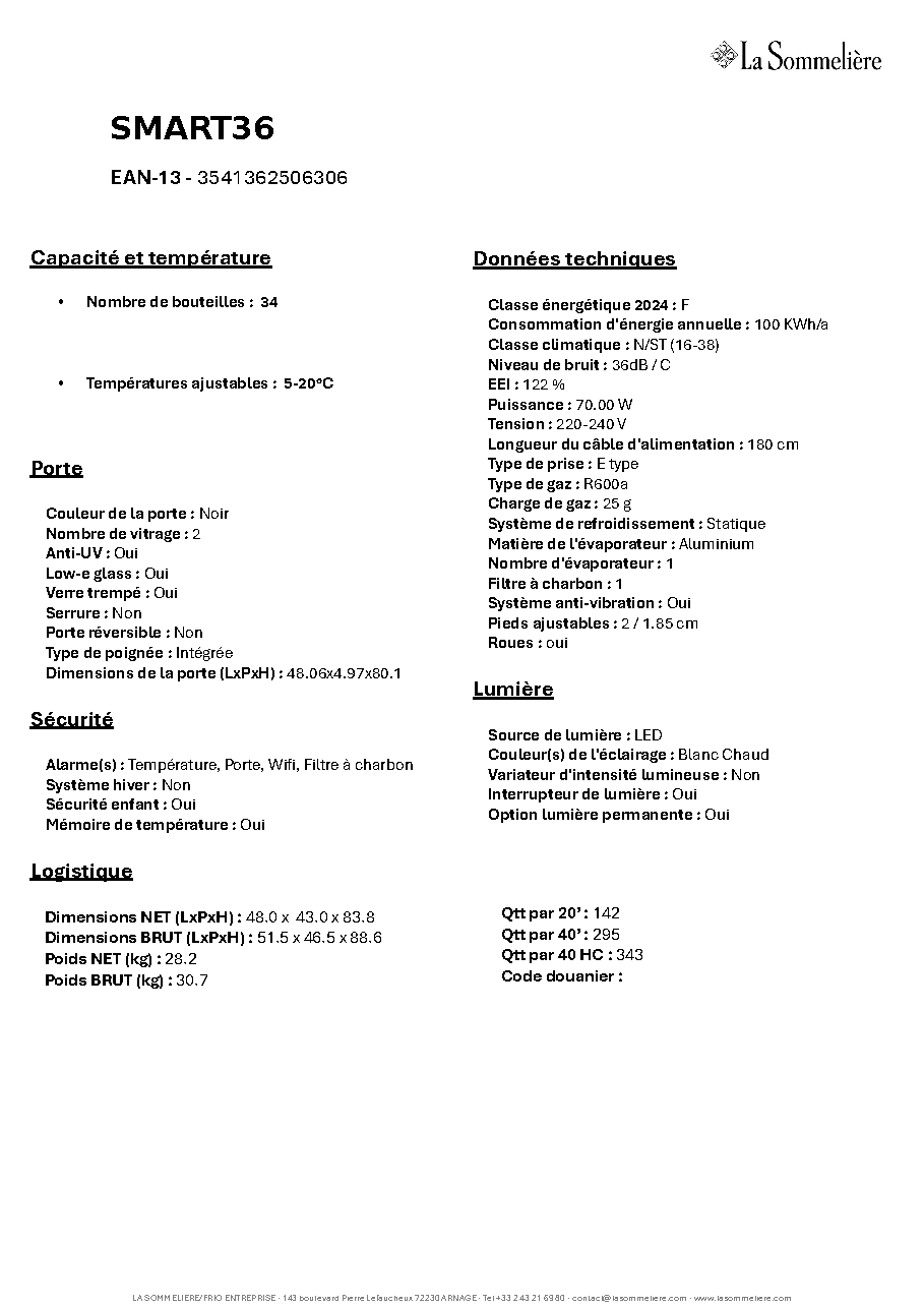 Fiche technique fournisseur
