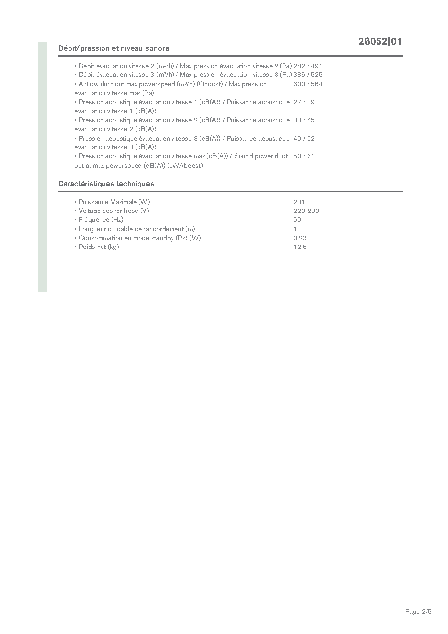Fiche technique fournisseur