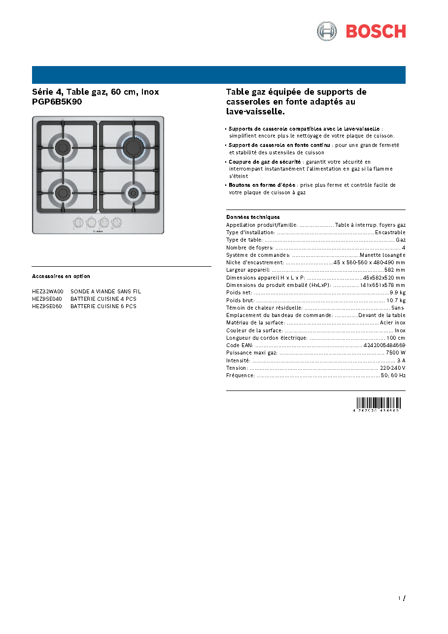 Fiche technique fournisseur