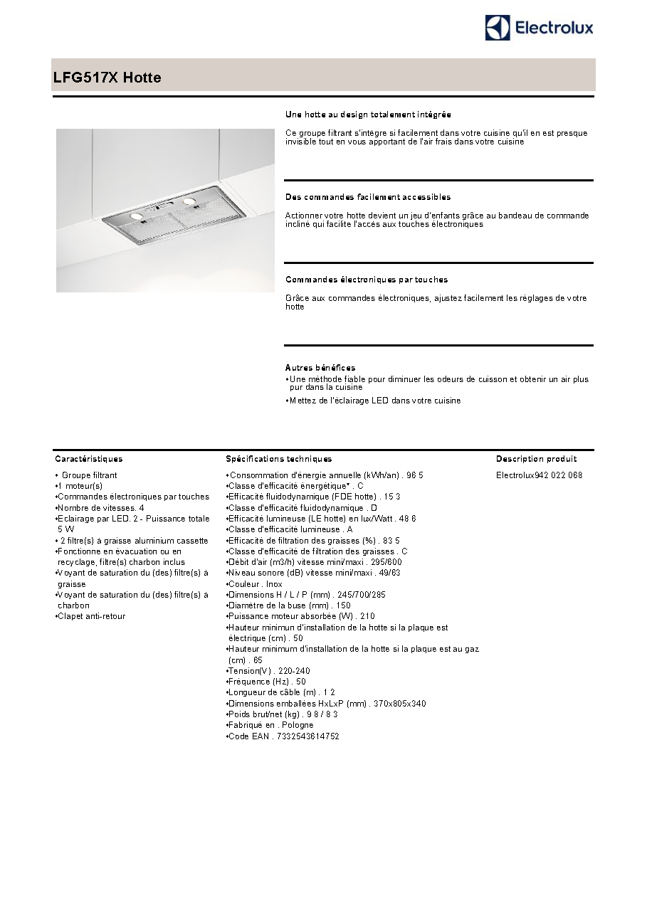Fiche technique fournisseur