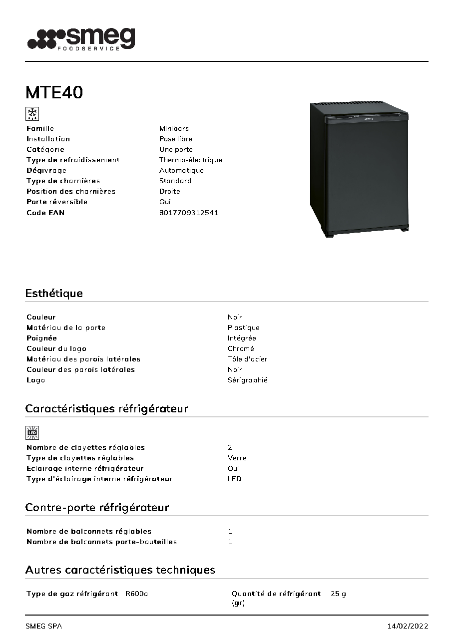 Fiche technique fournisseur