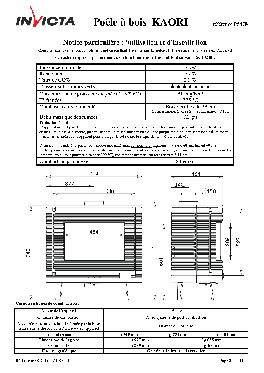 Fiche technique fournisseur