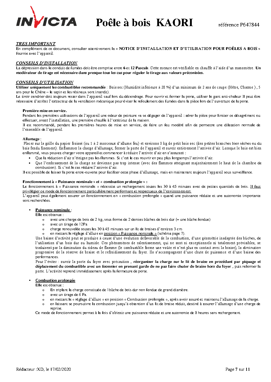 Fiche technique fournisseur