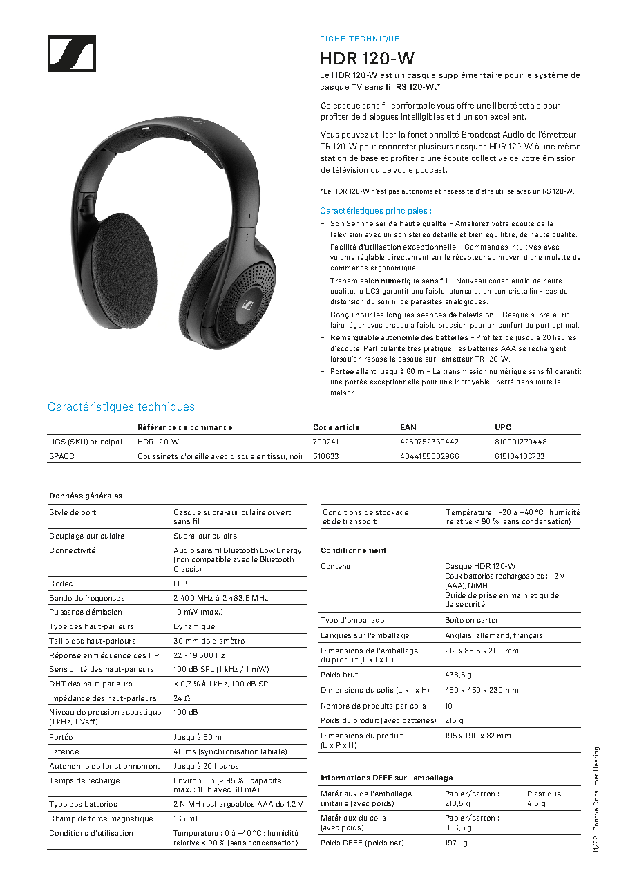 Fiche technique fournisseur