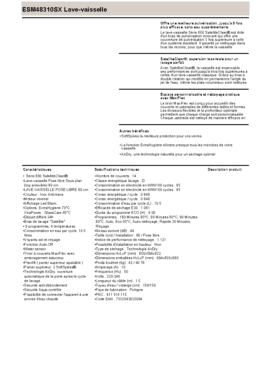 Fiche technique fournisseur